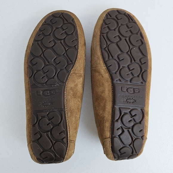 UGG Ansley Women's Brown Suede Slippers with Sheepskin Lining 8 - Picture 9 of 12